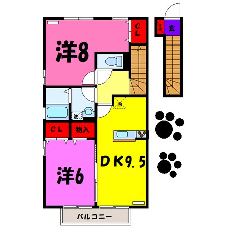 ブレアＡ・Ｂ（高崎市吉井町馬庭）の物件間取画像